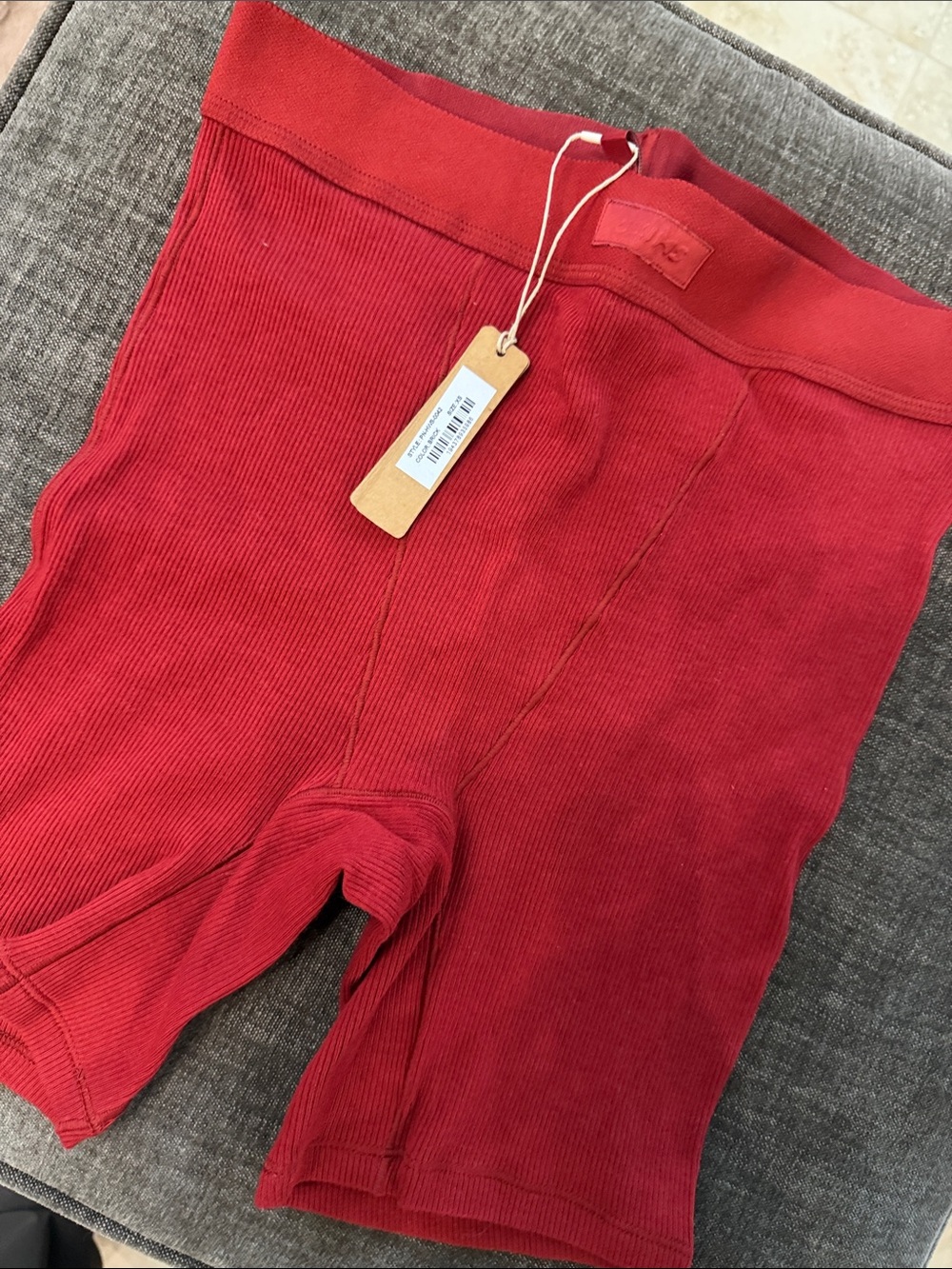 SKIMS Ribbed Stretch Bike Shorts in Red